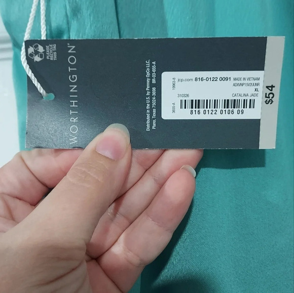 NWT Worthington Dark Mint Green Wide Leg Dress / Trouser Pants in Size XL - Picture 7 of 12